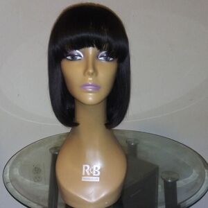 Black Straight Bob Wig with Bangs